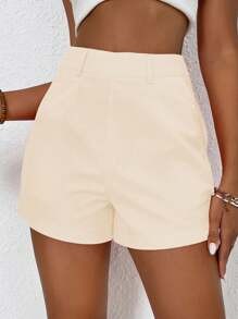 Breezaya High Waist Slant Pocket Shorts - Apricot - View 3