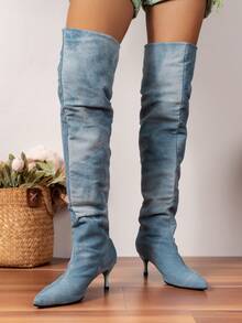 2023 New Women's Fashion Knee-high Boots And Over-the-knee Boots For Winter - Blue - View 6