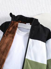 Baby Boy Colorblock Thermal Lined Zip Up Jacket & Sweatpants Without Tee - Multicolor - View 3