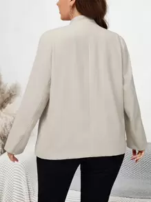 SHEIN LUNE Hơn Chất rắn Mở Mặt trước Áo vest - Màu be - Xem 2