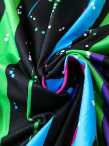 Calvaya 大碼撞色缺口領洋裝 - 彩色 - 查看 5