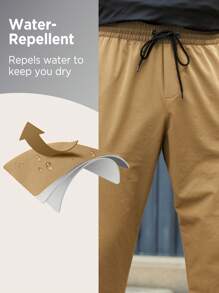 In My Nature Men Flap Pocket Side Drawstring Waist Cargo Pants - Khaki - View 3