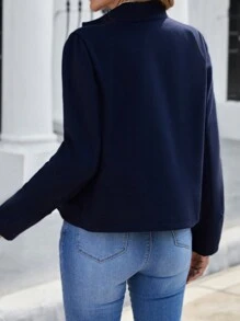 EMERY ROSE 雙排釦花呢外套 - 藏蓝色 - 查看 2