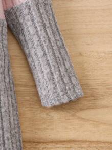 SHEIN Young Girl Color Block Hooded Dress - Multicolor - View 4