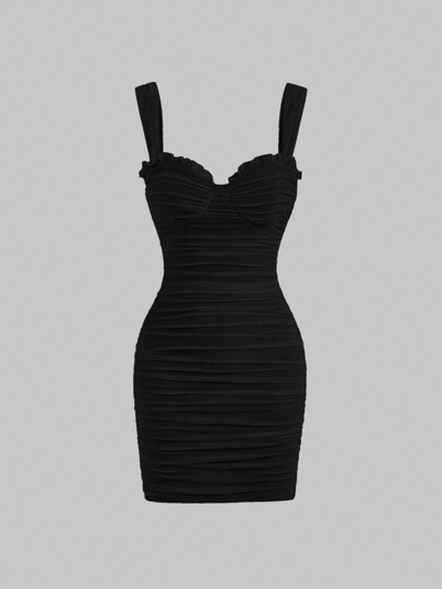SHEIN MOD Vestido de tirantes bustier ribete fruncido fruncido