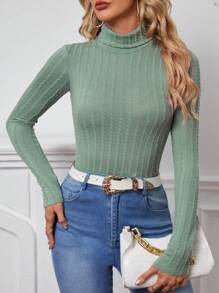 SHEIN Essnce 高領麻花編織連身背心 - 薄荷綠 - 查看 1