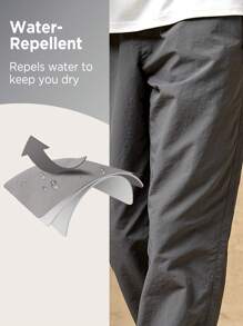 In My Nature Men Solid Drawstring Waist Thermal Lined Pants - Grey - View 3