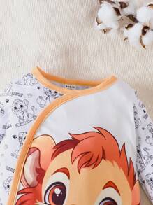 男嬰獅子圖案撞色滾邊連身褲 - 彩色 - 查看 4