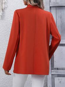 SHEIN Privé Blazer de cuello con solapa con botón - Naranja - Ver 2