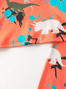 Chàng trai trẻ In Khủng long Tương phản ràng buộc Bộ PJ - trái cam - Xem 4