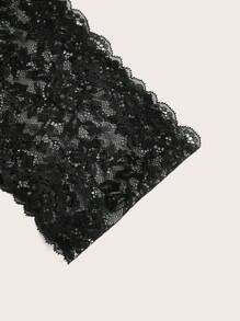 SHEIN ICON 露背繫帶繞頸短上衣&包臀半身裙&袖套 - 黑色 - 查看 4