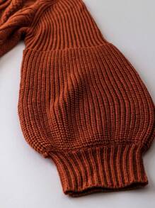 SHEIN Unity Plus Solid Cable Knit Sweater Dress - Brown - View 5