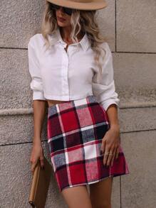 SHEIN LUNE In kẻ sọc Cao eo Váy - Đỏ - Xem 4