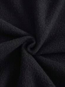 SHEIN EZwear 加大码字母图案袋鼠口袋抽绳保暖卫衣 - 黑色 - 查看 5