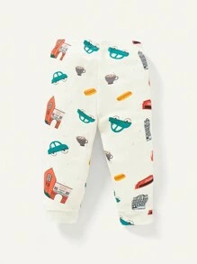 Cozy Pixies 嬰兒男童緊身卡通印花圓領上衣和褲子睡衣套裝 - 白色 - 查看 9