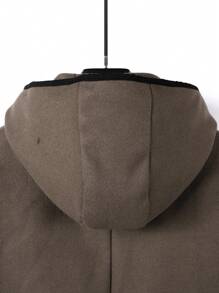 Manfinity Hypemode Men 1pc Contrast Binding Dual Pocket Drop Shoulder Oversize Hooded Overcoat - Dusty Purple - View 4