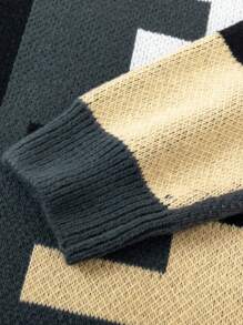 Männer Pullover mit Geo Muster, - Dunkelgrün - Übersicht 4