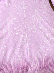 SHEIN 女大童毛茸邊洋裝 - 紫色 - 查看 7