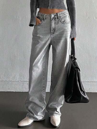 DAZY Slant Pocket Wide Leg Jeans