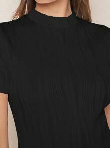 BizChic Solid Mock Neck Tee - Black - View 3