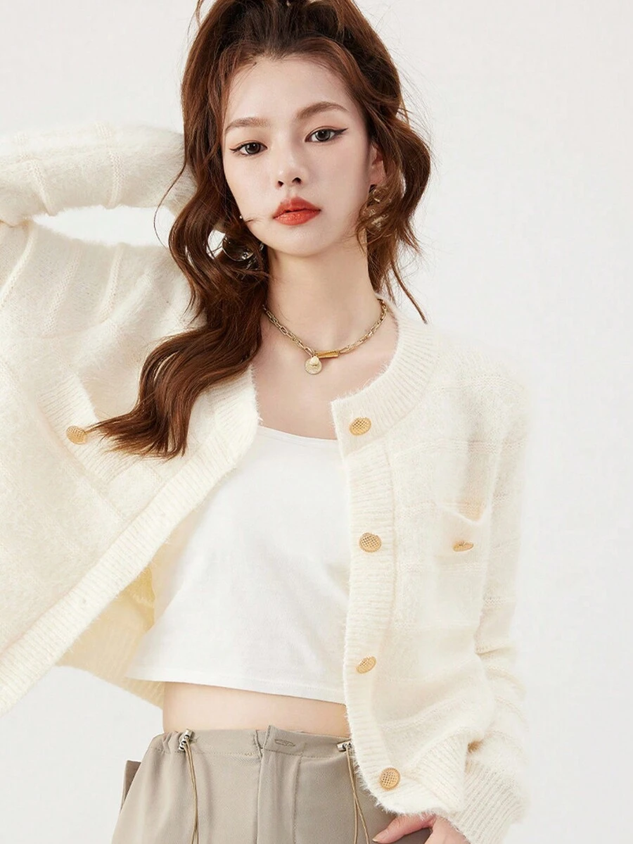 Solid Button Front Cardigan