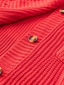 Celure Plus Dual Pocket Drop Shoulder Cardigan - Red - View 3