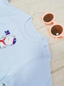 Baby Boy Cartoon Graphic Bodysuit - Blue - View 5