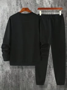 Manfinity Hypemode Nam Đồ họa Chữ cái Áo nỉ & Eo dây rút Quần thể thao - màu đen - Xem 2