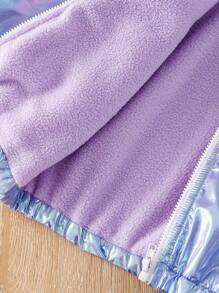 Baby Girl Holographic Zip Up Hooded Jacket - Multicolor - View 4