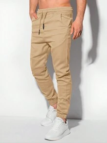 Manfinity Homme Pantalones con cintura con cordón y bolsillos en diagonal para hombres, para el otoño