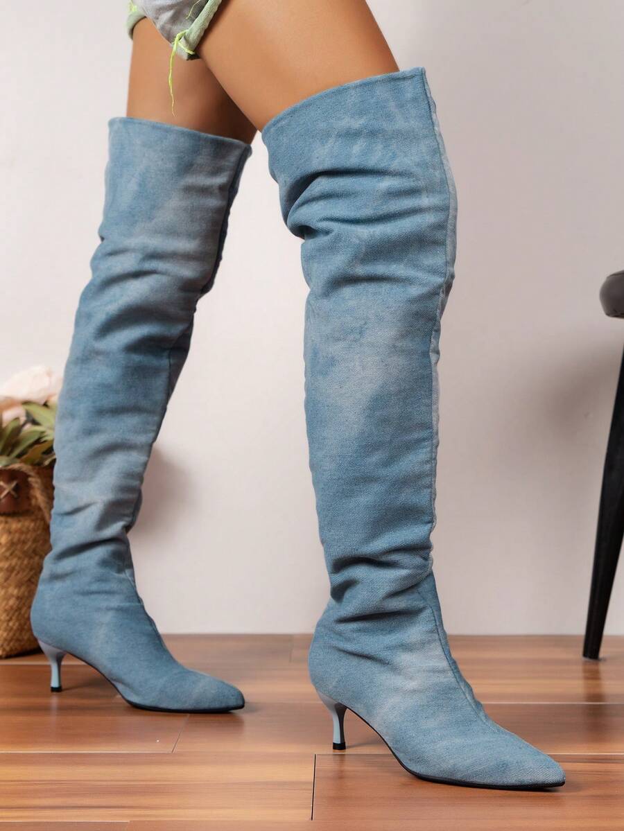 2023 New Women's Fashion Knee-high Boots And Over-the-knee Boots For Winter - Blue - View 1