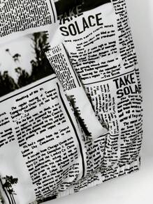 SHEIN EZwear Plus Size Báo In Zip Up Vest Đệm Áo - Đen và trắng - Xem 4