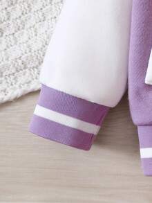 男嬰撞色插肩袖飛行員夾克和運動褲&T恤 - 紫色 - 查看 4