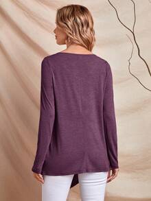 EMERY ROSE 前交叉手帕下擺T恤 - 紫色 - 查看 2