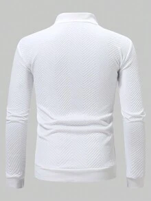 Manfinity Homme 寬鬆剪裁男士純色半拉鍊圓領衫 - 白色 - 查看 2