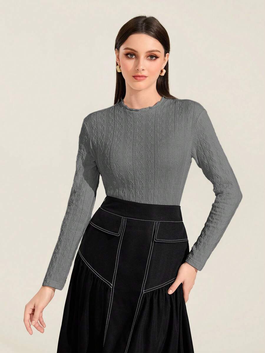 Mulvari Chất rắn Xoắn Dan Áo thun - Màu xám đen - Xem 1