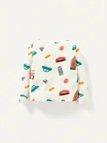 Cozy Pixies 嬰兒男童緊身卡通印花圓領上衣和褲子睡衣套裝 - 白色 - 查看 5