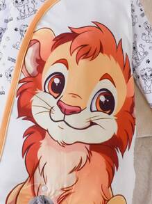 男嬰獅子圖案撞色滾邊連身褲 - 彩色 - 查看 3