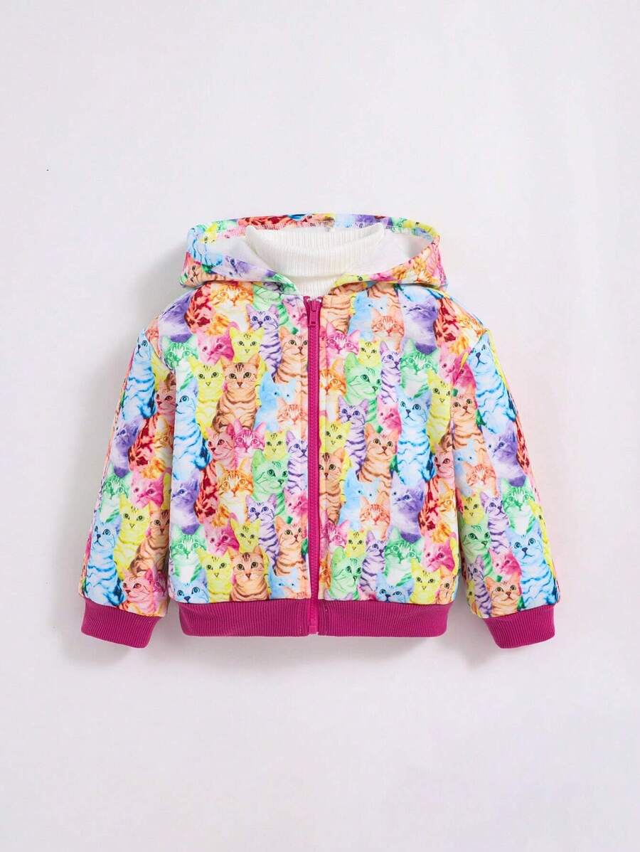 SHEIN Baby Mädchen Kapuzenpullover mit Reißverschluss All Over Print