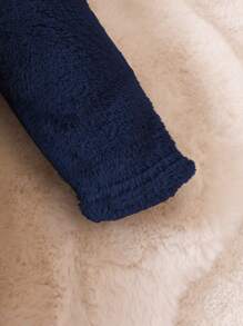 男大童3D耳朵設計連帽拉鍊法蘭絨連體睡衣 - 藍色 - 查看 3