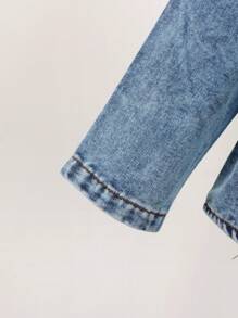 Young Boy Embroidery Letter Pattern Denim Shirt & Jeans Without Tee - Light Wash - View 5