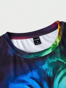 GENTILAND 男士3D獅子印花T恤 - 綠色 - 查看 5