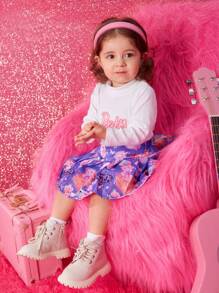 女嬰字母圖案T恤&印花半身裙 - 彩色 - 查看 1