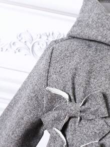 Baby Girl 1pc Bow Front Hooded Overcoat - Grey - View 5