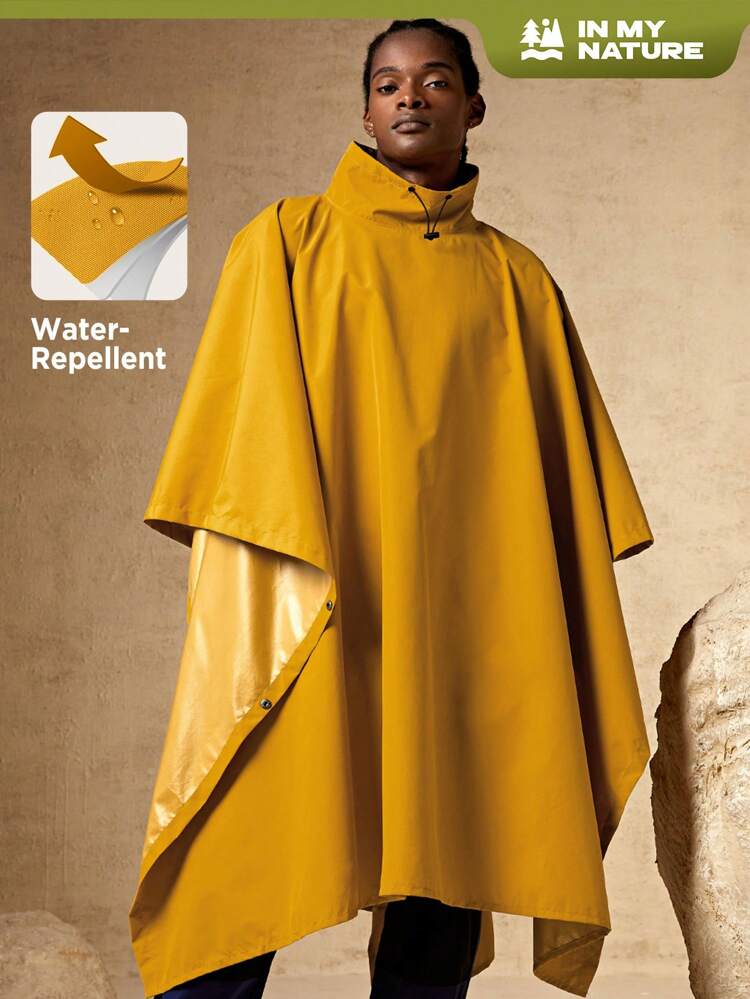 Men Funnel Neck Poncho Rain Jacket