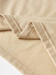 SHEIN 1pc Young Girl Casual Cow Print Fashion All-Match T-Shirt, Versatile Sporty Design, Comfortable For Spring/Autumn - Khaki - View 4