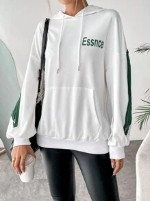 SHEIN Essnce Hanorac cu șnur cu umăr căzut cu litere