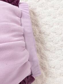 Young Girl Letter Embroidery Raglan Sleeve Jacket & Sweatpants - Mauve Purple - View 6