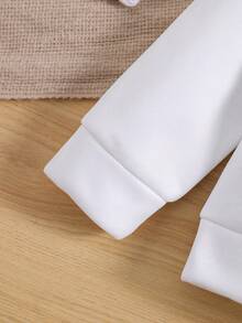 SHEIN Young Girl Cartoon & Slogan Graphic Thermal Lined Sweatshirt - White - View 5