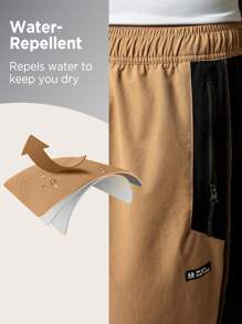 In My Nature Men Solid Drawstring Waist Outdoor Pants - Beige - View 3